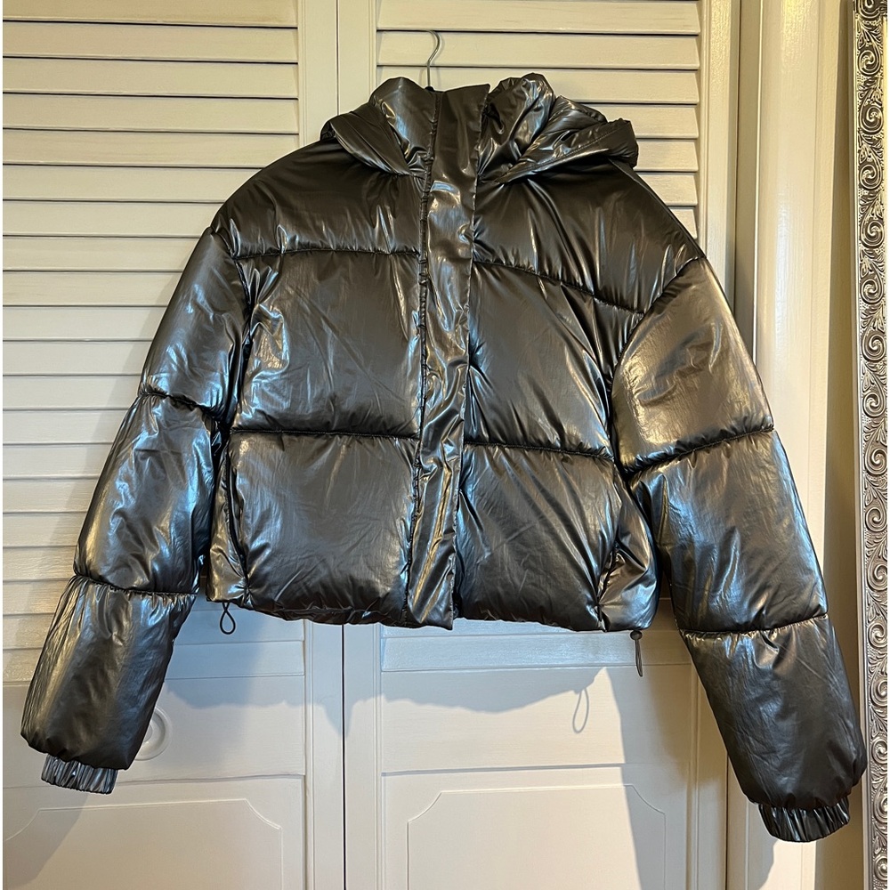 ZARA SILVER PUFFER JACKET💗
